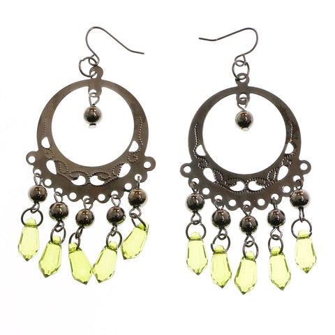 MiAmore Dangle-Earrings Dark-Silver/Green