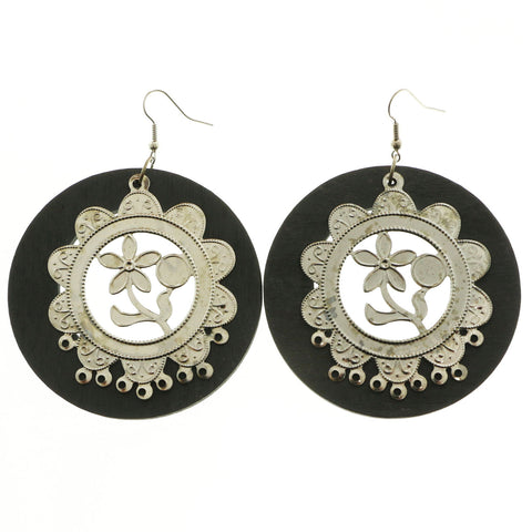 MiAmore Flower Dangle-Earrings Silver-Tone/Gray