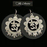 MiAmore Flower Dangle-Earrings Silver-Tone/Gray