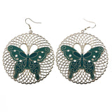 MiAmore Butterfly Dangle-Earrings Silver-Tone/Blue