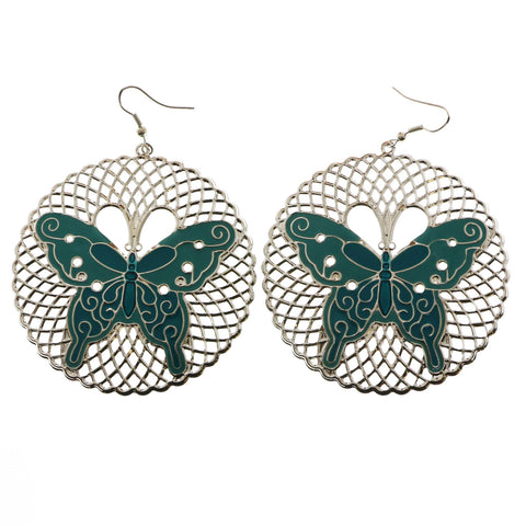 MiAmore Butterfly Dangle-Earrings Silver-Tone/Blue