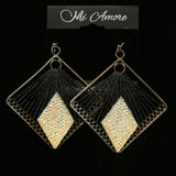 MiAmore Dangle-Earrings Dark-Silver/White