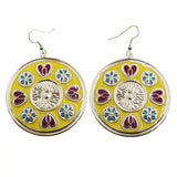 MiAmore Heart Dangle-Earrings Silver-Tone/Yellow