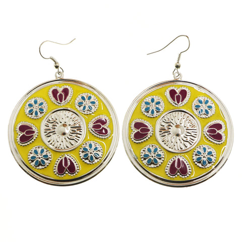 MiAmore Heart Dangle-Earrings Silver-Tone/Yellow