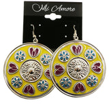 MiAmore Heart Dangle-Earrings Silver-Tone/Yellow