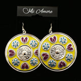 MiAmore Heart Dangle-Earrings Silver-Tone/Yellow