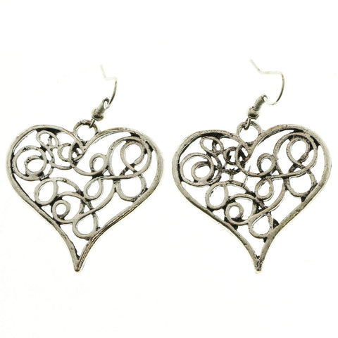 Mi Amore Heart Dangle-Earrings Silver-Tone
