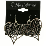 Mi Amore Heart Dangle-Earrings Silver-Tone