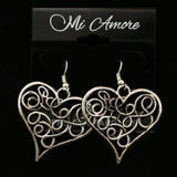 Mi Amore Heart Dangle-Earrings Silver-Tone