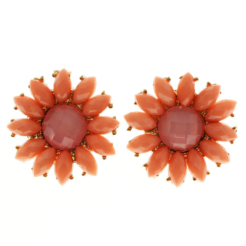 Mi Amore Flower Post-Earrings Gold-Tone/Pink