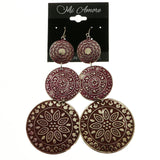 Mi Amore Purple Red Dangle-Earrings Silver-Tone & Red