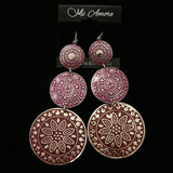 Mi Amore Purple Red Dangle-Earrings Silver-Tone & Red