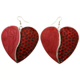 Mi Amore Heart Dangle-Earrings Silver-Tone/Red
