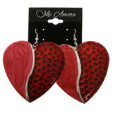 Mi Amore Heart Dangle-Earrings Silver-Tone/Red