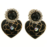 Mi Amore Heart Flower Post-Earrings Gold-Tone & Black