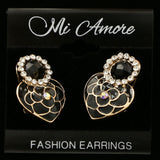 Mi Amore Heart Flower Post-Earrings Gold-Tone & Black