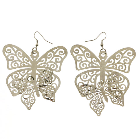 Mi Amore Butterfly Dangle-Earrings Silver-Tone