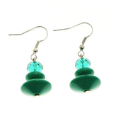 Mi Amore Green Acrylic Bead Dangle-Earrings Silver-Tone/Green