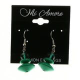 Mi Amore Green Acrylic Bead Dangle-Earrings Silver-Tone/Green
