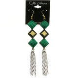 Mi Amore Green Acrylic Stone Dangle-Earrings Gold-Tone/Green