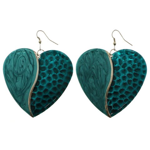 Mi Amore Heart Dangle-Earrings Silver-Tone/Blue