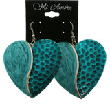 Mi Amore Heart Dangle-Earrings Silver-Tone/Blue
