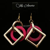 Mi Amore Dangle-Earrings Gold-Tone/Pink