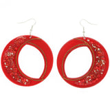 Mi Amore Dangle-Earrings Red/Silver-Tone