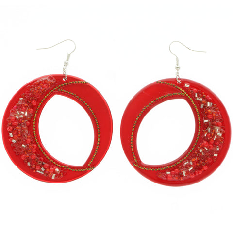 Mi Amore Dangle-Earrings Red/Silver-Tone
