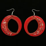 Mi Amore Dangle-Earrings Red/Silver-Tone