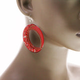 Mi Amore Dangle-Earrings Red/Silver-Tone