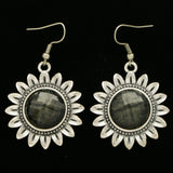 Mi Amore Flower Dangle-Earrings Green/Silver-Tone