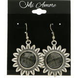 Mi Amore Flower Dangle-Earrings Green/Silver-Tone