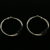 Mi Amore Hoop-Earrings Silver-Tone & Black
