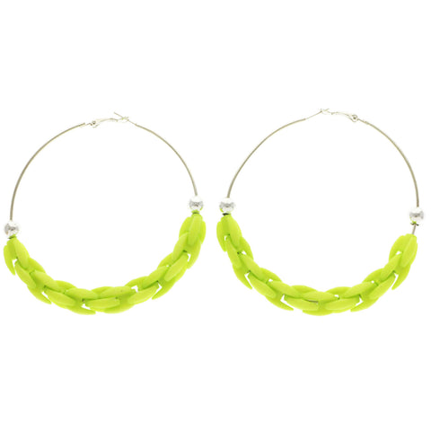 Mi Amore Hoop-Earrings Green/Silver-Tone