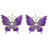 Mi Amore Butterfly Dangle-Earrings Purple/Silver-Tone