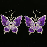 Mi Amore Butterfly Dangle-Earrings Purple/Silver-Tone