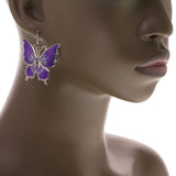 Mi Amore Butterfly Dangle-Earrings Purple/Silver-Tone