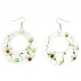 Mi Amore Flower Dangle-Earrings White/Green