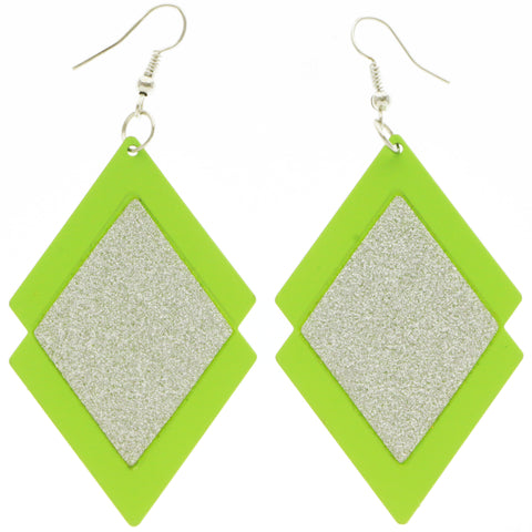 Mi Amore Dangle-Earrings Green/Silver-Tone