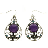 Mi Amore Flower Dangle-Earrings Silver-Tone/Purple