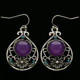 Mi Amore Flower Dangle-Earrings Silver-Tone/Purple