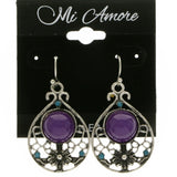 Mi Amore Flower Dangle-Earrings Silver-Tone/Purple