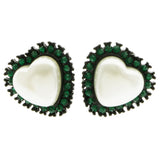 Mi Amore Heart Post-Earrings White/Green
