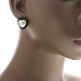 Mi Amore Heart Post-Earrings White/Green
