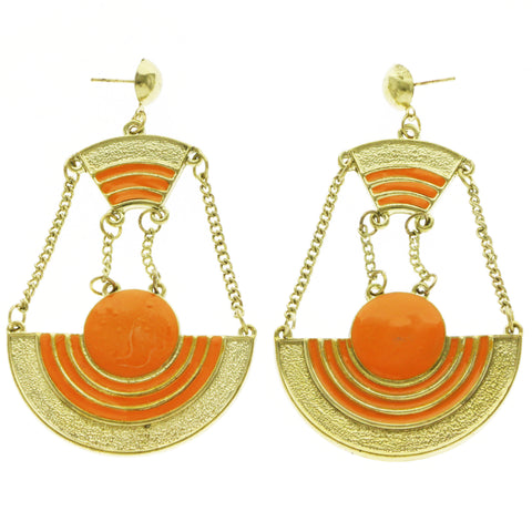 Mi Amore Drop-Dangle-Earrings Orange/Gold-Tone