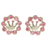 Mi Amore Crown Post-Earrings Pink/Silver-Tone
