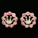 Mi Amore Crown Post-Earrings Pink/Silver-Tone