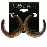 Mi Amore Feather Dangle-Earrings Brown/Silver-Tone