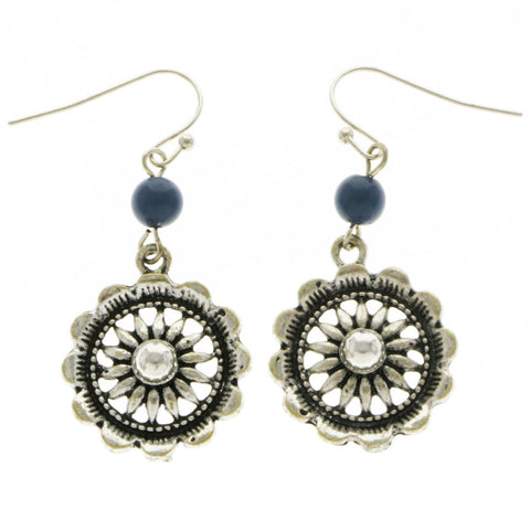 Mi Amore Flower Drop-Dangle-Earrings Silver-Tone/Blue